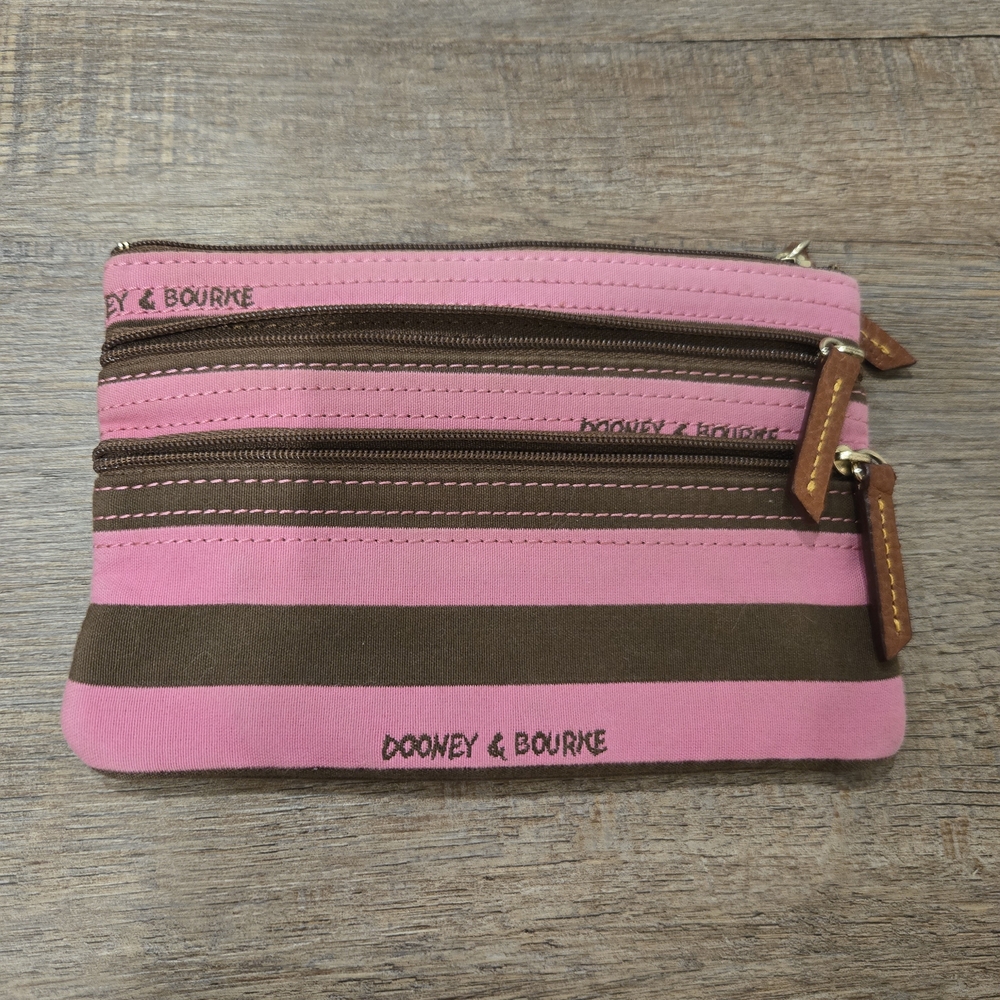Dooney & Bourke Pink and Brown Striped Pouch